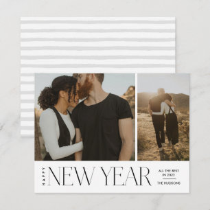 Tarjeta Festiva Guión mínimo moderno Feliz Año Nuevo Festividad