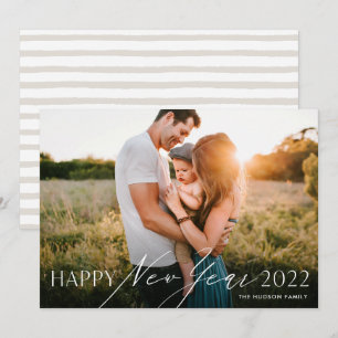 Tarjeta Festiva Guión mínimo moderno Feliz Año Nuevo Festividad