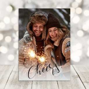 Tarjeta Festiva Guión moderno anima la foto de Año Nuevo feliz