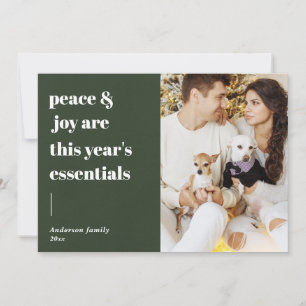 Tarjeta Festiva guión moderno cita paz y alegría foto de vacacione