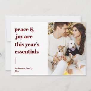 Tarjeta Festiva guión moderno cita paz y alegría foto de vacacione
