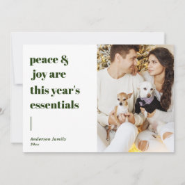 Tarjeta Festiva guión moderno cita paz y alegría foto de vacacione