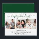 Tarjeta Festiva Guión moderno de caligrafía verde 3 Foto<br><div class="desc">Moderna caligrafía moderna guión 3 foto Collage de fotos familiar feliz tarjeta de vacaciones - verde forestal</div>
