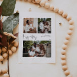 Tarjeta Festiva Guión moderno Felices Fiestas centradas en tres fo<br><div class="desc">Esta moderna escritura feliz vacaciones centradas en tres fotos tarjeta de vacaciones es perfecta para tu minimalista y chic saludo de vacaciones en blanco y negro. La caligrafía escrita a mano, mínima y caprichosa, es delicada y rústica, aunque elegante y elegante. El diseño refleja un simple día de invierno blanco...</div>
