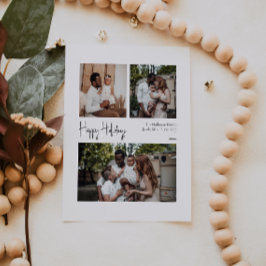 Tarjeta Festiva Guión moderno Felices Fiestas centradas en tres fo