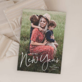 Tarjeta Festiva Guión moderno Foto simple Año nuevo
