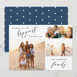 Tarjeta Festiva Guión moderno mínimo de vacaciones de fotos múltip