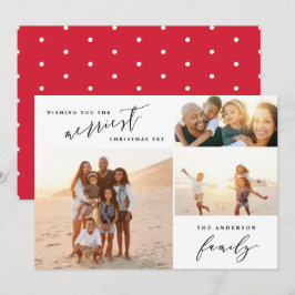 Tarjeta Festiva Guión moderno mínimo para Navidades multifotográfi