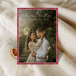 Tarjeta Festiva Guión moderno Primera foto de Navidades casados