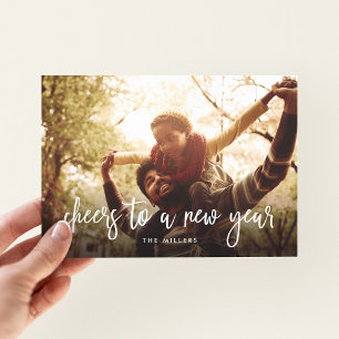 Tarjeta Festiva Guión Moderno Saluda A Una Foto De Año Nuevo
