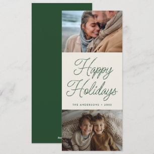 Tarjeta Festiva Guión moderno Verde Dos Navidades de fotos