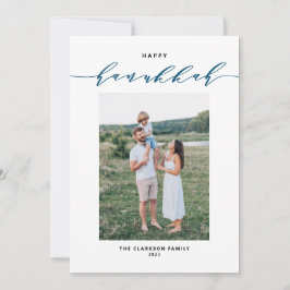 Tarjeta Festiva Guión moderno y elegante Happy Hanukkah Photo