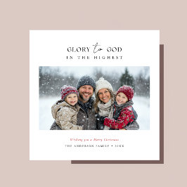 Tarjeta Festiva Guión Navidades Cristianos Gloria A Dios Foto Rojo