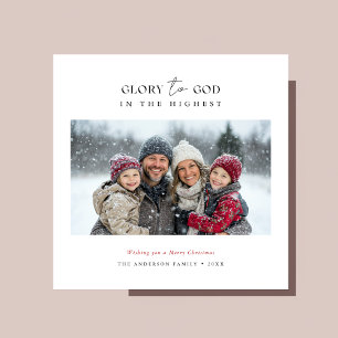 Tarjeta Festiva Guión Navidades Cristianos Gloria A Dios Foto Rojo