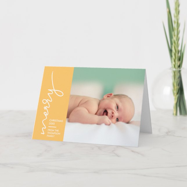 Tarjeta Festiva Guión navideño de Feliz recién nacido (Anverso)