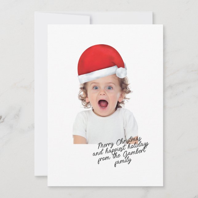 Tarjeta Festiva Guión navideño de Santa Hat Red Merry (Anverso)