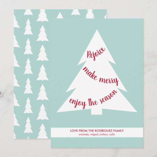 Tarjeta Festiva Guión navideño moderno de vacaciones en verde ment (Anverso / Reverso)