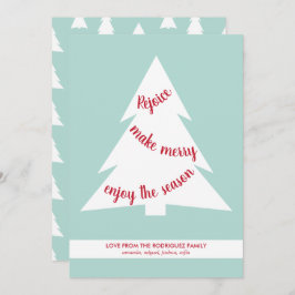 Tarjeta Festiva Guión navideño moderno de vacaciones en verde ment