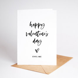 Tarjeta Festiva Guión negro y blanco casual y corazón de San Valen