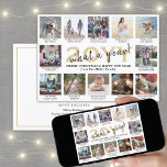 Tarjeta Festiva ¡Guión qué año! 12 Collage de fotos Oro y Blanco<br><div class="desc">¡Qué año para recordar! Envíe elegantes saludos alegres y comparta 12 de sus fotos favoritas con una tarjeta de vacaciones color con fotos color 5x7. (IMAGEN PLACEMENT TIP: Una manera fácil de centrar una foto exactamente como quieres es recortarla antes de subirla al sitio web de Zazzle.) El texto de...</div>