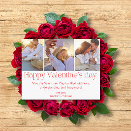 Tarjeta Festiva guión rojo de collage de fotos de día 3 de feliz v