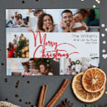Tarjeta Festiva Guión Rojo Feliz Año De Navidad, Reseña 6 Foto<br><div class="desc">Celebre la temporada con este guión rojo Feliz año de Navidad en la revisión de 6 tarjeta de festividad fotográfica con un toque de elegancia. El diseño de la moda se caracteriza por una paleta de colores simple en rojo y blanco que evoca el espíritu acogedor del invierno. Su atractivo...</div>