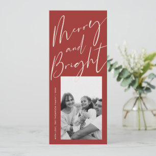 Tarjeta Festiva Guión rojo merry y brillante 1 foto