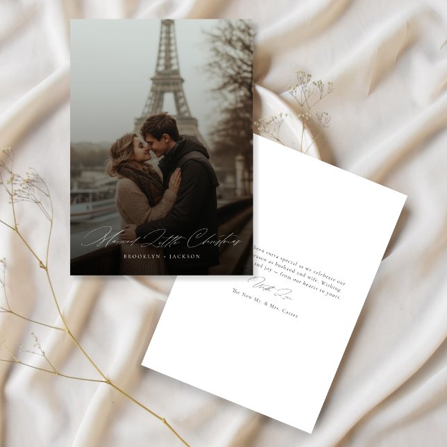 Tarjeta Festiva Guión Romántica foto de pequeños Navidades casados (Subido por el creador)