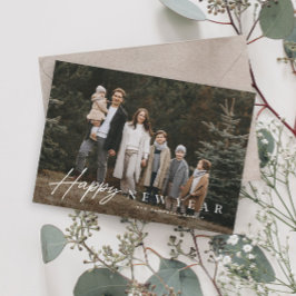 Tarjeta Festiva Guión simple 3 Foto Feliz Año Nuevo