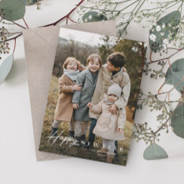 Tarjeta Festiva Guión simple 3 Foto Feliz Año Nuevo