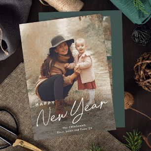 Tarjeta Festiva Guión simple Feliz Año Nuevo 3 Foto