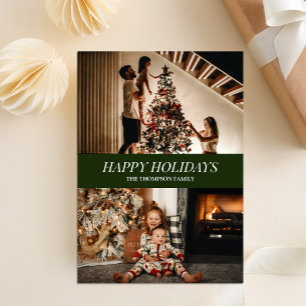 Tarjeta Festiva Guión verde moderno Navidades de vacaciones felice