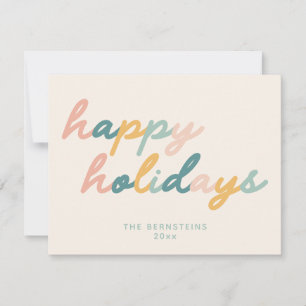 Tarjeta Festiva Guión Vintage Pastel Felices Fiestas Personalizado
