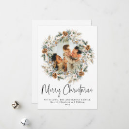 Tarjeta Festiva Guirnalda botánica de guión elegante | Navidades d