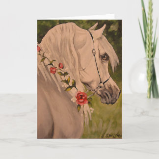 Tarjeta Festiva "Guirnalda cabeza de caballo árabe de los rosas"