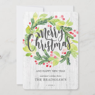 Tarjeta Festiva Guirnalda de Acuarela de Casa de Campo
