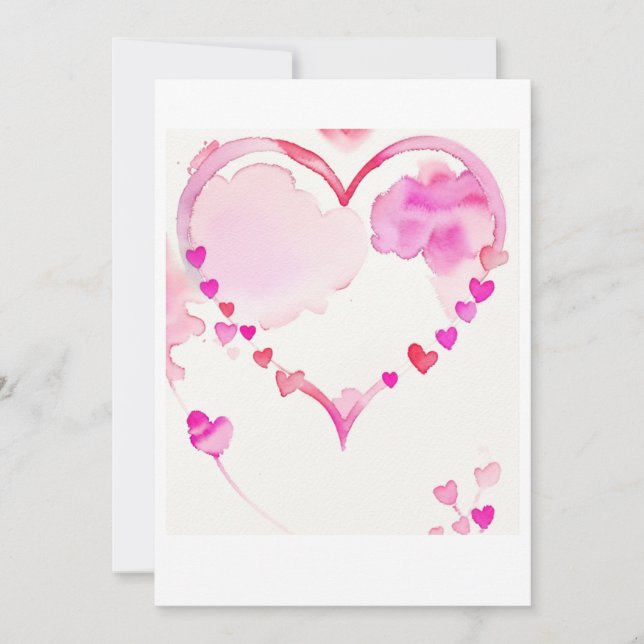Tarjeta Festiva Guirnalda de corazones rosados pastel, decoración  (Anverso)