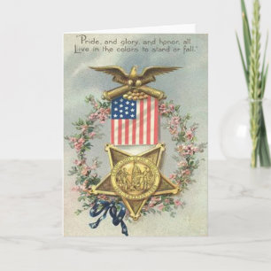 Tarjeta Festiva Guirnalda de Eagle de la medalla de la guerra