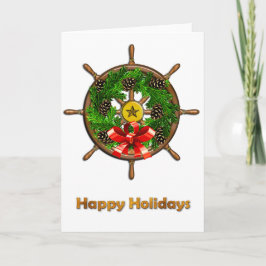 Tarjeta Festiva Guirnalda de rueda del barco