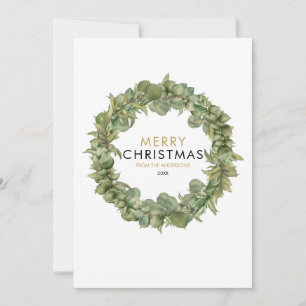 Tarjeta Festiva Guirnalda de Verdor Navideño Moderno