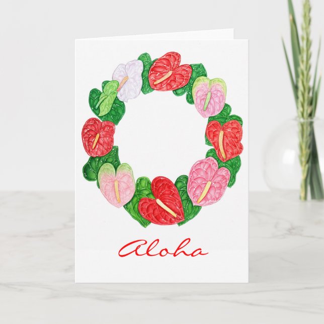 Tarjeta Festiva Guirnalda del Anthurium (Anverso)