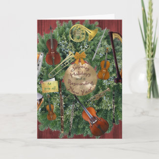 Tarjeta Festiva Guirnalda del día de fiesta de los instrumentos de