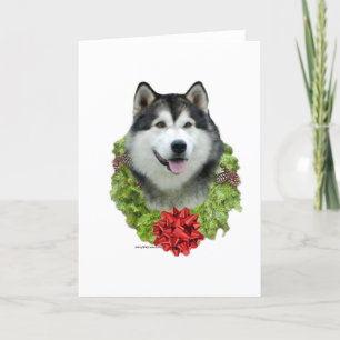 Tarjeta Festiva Guirnalda del Malamute de Alaska