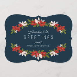 Tarjeta Festiva Guirnalda Floral Corporativa Navideña
