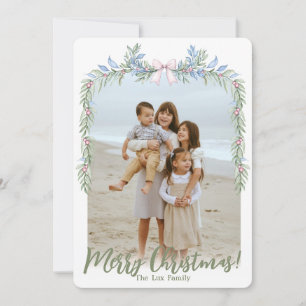Tarjeta Festiva Guirnalda floral pastel Grandmillenial acuarela