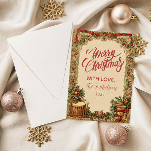 Tarjeta Festiva Guirnalda Navideña Victoriana