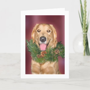 Tarjeta Festiva Guirnalda que lleva del perro