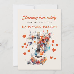 Tarjeta Festiva Guitar Amores Melodía Día de San Valentín