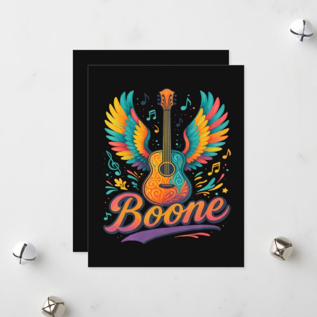 Tarjeta Festiva Guitarra Boone (Anverso/Reverso In Situ)