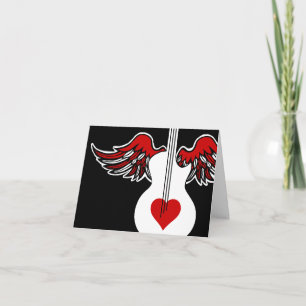 Tarjeta Festiva Guitarra del corazón volador